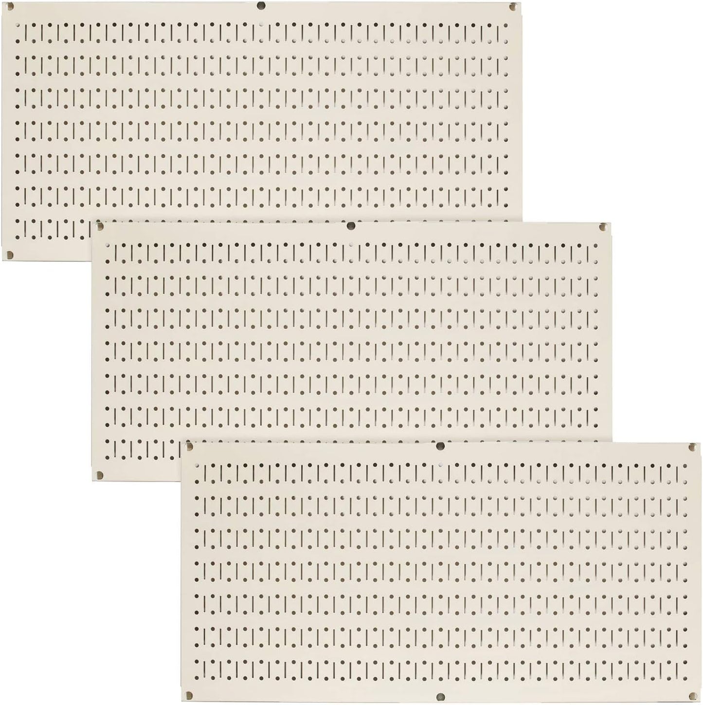 Pegboard Value Pack - (3) Pack of  16-Inch Tall X 32-Inch Wide Horizontal Metal Pegboards for Wall Home & Garage Tool Storage Organization (Beige Pegboard)