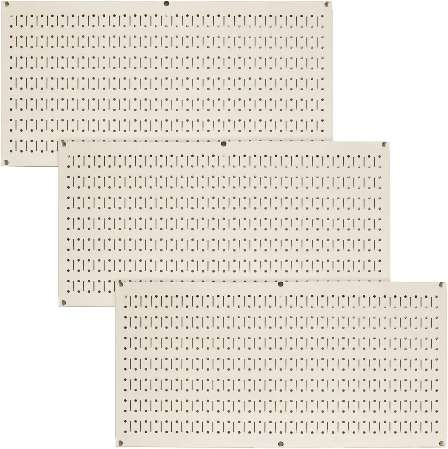 Pegboard Value Pack - (3) Pack of  16-Inch Tall X 32-Inch Wide Horizontal Metal Pegboards for Wall Home & Garage Tool Storage Organization (Beige Pegboard)