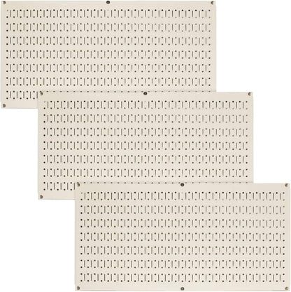 Pegboard Value Pack - (3) Pack of  16-Inch Tall X 32-Inch Wide Horizontal Metal Pegboards for Wall Home & Garage Tool Storage Organization (Beige Pegboard)